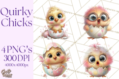 Quirky Easter Chicks Clipart, Cute Cartoon Chicks Pastel Png Product Image 1