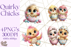 Quirky Easter Chicks Clipart, Cute Cartoon Chicks Pastel Png Product Image 1