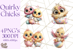 Quirky Easter Chicks Clipart, Cute Cartoon Chicks Pastel Png Product Image 1