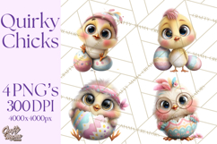 Quirky Easter Chicks Clipart, Cute Cartoon Chicks Pastel Png Product Image 1