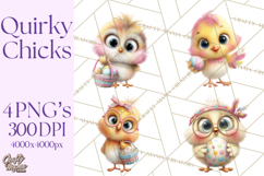 Quirky Easter Chicks Clipart, Cute Cartoon Chicks Pastel Png Product Image 1
