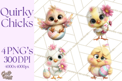 Quirky Easter Chicks Clipart, Cute Cartoon Chicks Pastel Png Product Image 1