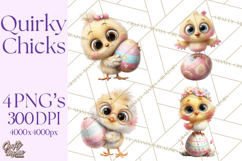 Quirky Easter Chicks Clipart, Cute Cartoon Chicks Pastel Png Product Image 1