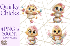 Quirky Easter Chicks Clipart, Cute Cartoon Chicks Pastel Png Product Image 1