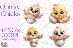 Quirky Easter Chicks Clipart, Cute Cartoon Chicks Pastel Png Product Image 1