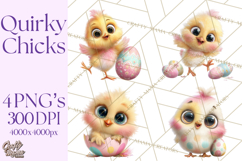 Quirky Easter Chicks Clipart, Cute Cartoon Chicks Pastel Png Product Image 1