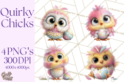 Quirky Easter Chicks Clipart, Cute Cartoon Chicks Pastel Png Product Image 1