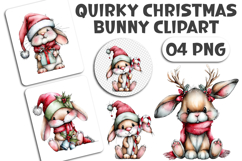 Quirky Christmas Bunny Clipart Sublimation Product Image 1