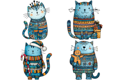 Quirky Christmas Cat Clipart Product Image 2