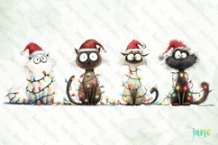 Quirky Christmas Cat Clipart Product Image 1