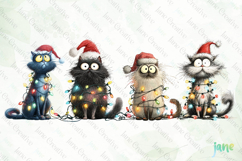 Quirky Christmas Cat Clipart Product Image 1