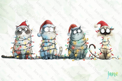 Quirky Christmas Cat Clipart Product Image 1