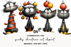 quirky Christmas cat clipart Product Image 1