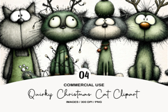 Quirky Christmas Cat Clipart Product Image 1
