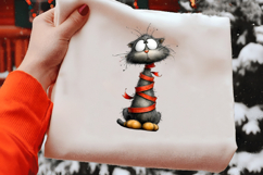 quirky Christmas cat clipart Product Image 2