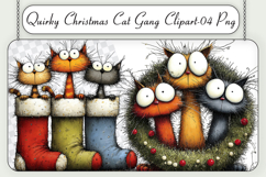 Quirky Christmas Cat Gang Clipart Sublimation Product Image 1