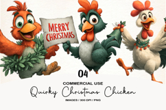 Quirky Christmas Chicken Clipart Product Image 1