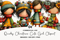 Quirky Christmas Cute Girl Clipart Product Image 1