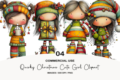 Quirky Christmas Cute Girl Clipart Product Image 1