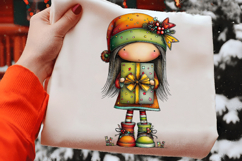 Quirky Christmas Cute Girl Clipart Product Image 2