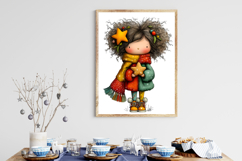 Quirky Christmas Cute Girl Clipart Product Image 3