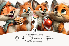 Quirky Christmas Fox Clipart Product Image 1