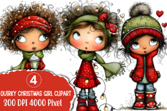 Quirky Christmas Girl Clipart Product Image 1