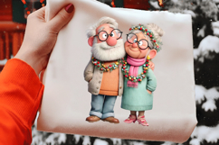 Quirky Christmas Old Couple Clipart Product Image 2