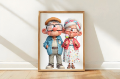 Quirky Christmas Old Couple Clipart Product Image 3