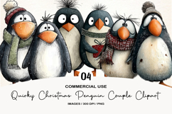 Quirky Christmas Penguin Couple Clipart Product Image 1