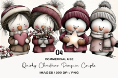 Quirky Christmas Penguin Couple Clipart Product Image 1