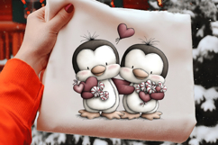 Quirky Christmas Penguin Couple Clipart Product Image 2