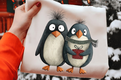 Quirky Christmas Penguin Couple Clipart Product Image 2