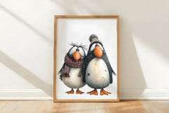 Quirky Christmas Penguin Couple Clipart Product Image 3