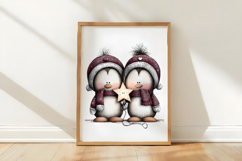Quirky Christmas Penguin Couple Clipart Product Image 3