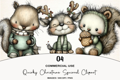 Quirky Christmas Squirrel Clipart Product Image 1