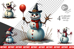 Quirky Snowman Clipart Product Image 1