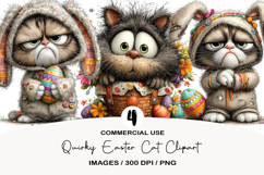 Quirky Easter Cat Clipart Product Image 1