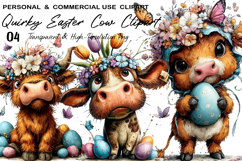 Quirky Easter Cow Clipart Product Image 1