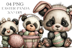 Quirky Easter Cute Panda Clipart Product Image 1