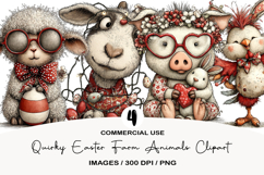Quirky Easter Farm Animals Clipart Product Image 1