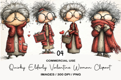 Quirky Elderly Valentine Woman Clipart Product Image 1