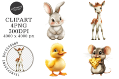 Quirky Farm Animals Clipart Png Product Image 1
