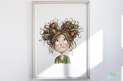 Quirky Frazzled Christmas Girl Clipart Product Image 2