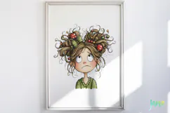 Quirky Frazzled Christmas Girl Clipart Product Image 2