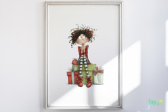 Quirky Frazzled Christmas Girl Clipart Product Image 7