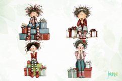 Quirky Frazzled Christmas Girl Clipart Product Image 1
