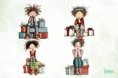 Quirky Frazzled Christmas Girl Clipart Product Image 1