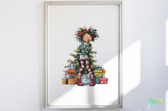 Quirky Frazzled Christmas Girl Clipart Product Image 3