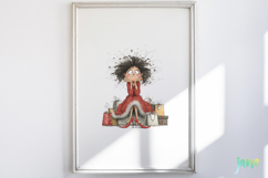 Quirky Frazzled Christmas Girl Clipart Product Image 3